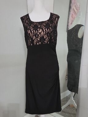 dressbarn Black Lace Bodice Midi Dress